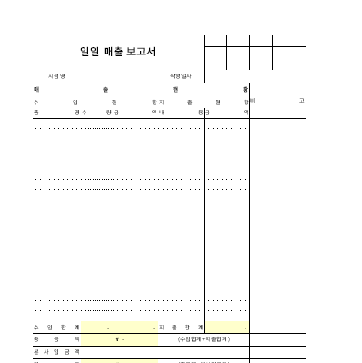 일일매출보고서 일일매출보고서